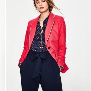 Boden Women’s Lilah Cotton Blazer Hibiscus Red Size 6R Single Button Suiting